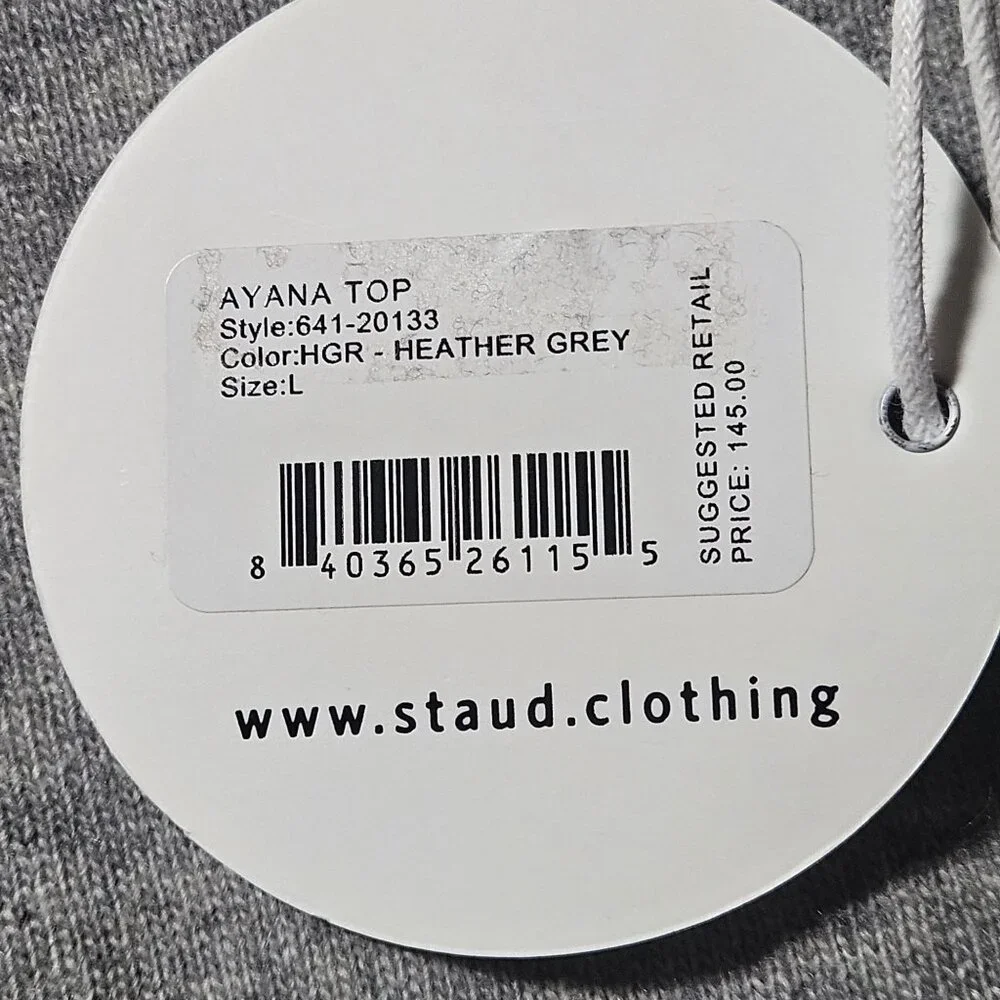 NWT STAUD Grey Ribbed Knit Tank Top Women’s L Minimalist Streetwear Quiet Luxury - Picture 10 of 11